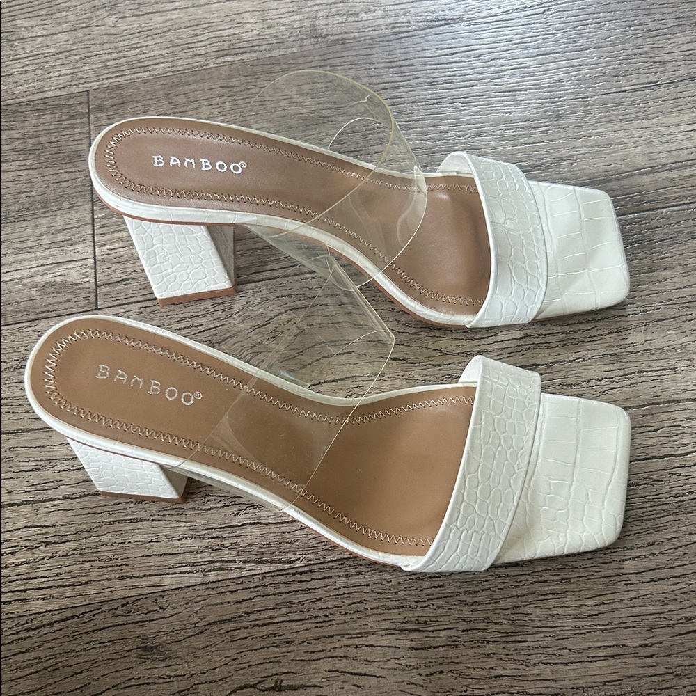 BAMBOO White Croc-Embossed Heels - Picture 5 of 12